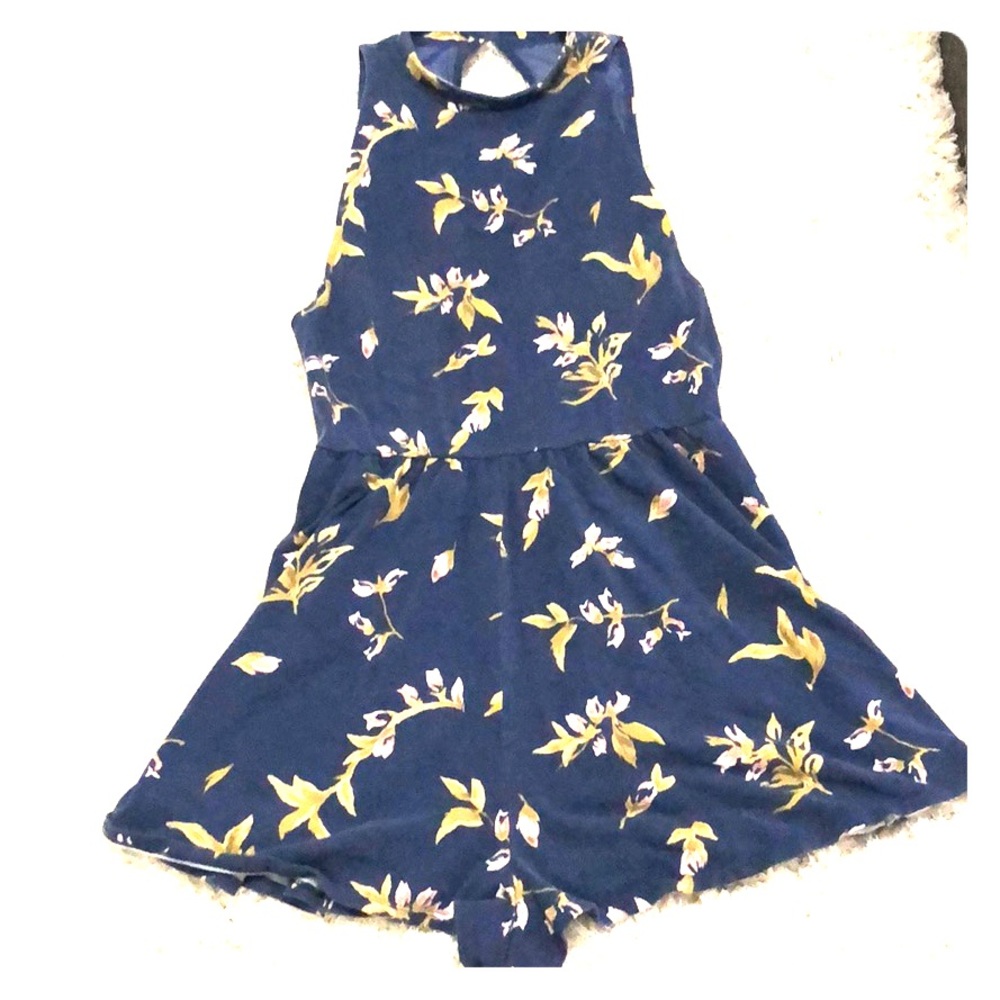 Navy blue floral romper